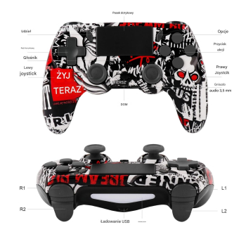 Pad / Kontroler do PS4 Bluetooth P47 Red Ey Skull